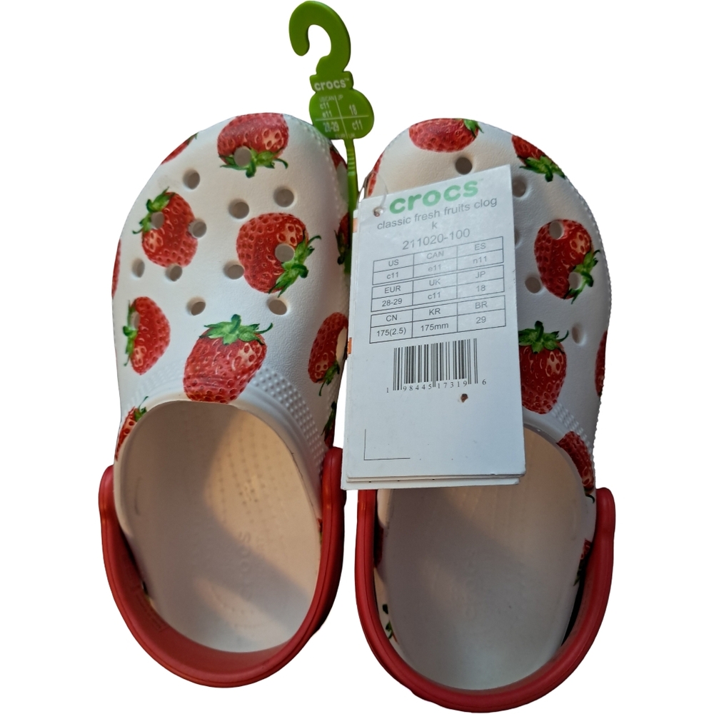 CROCS Girls Classic Fresh Fruit Clogs Strawberries Various Sizes New With Tags - Picture 12 of 13